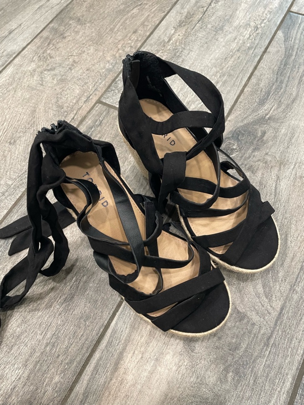 torrid Black Lace-Up Espadrille Wedge Sandals